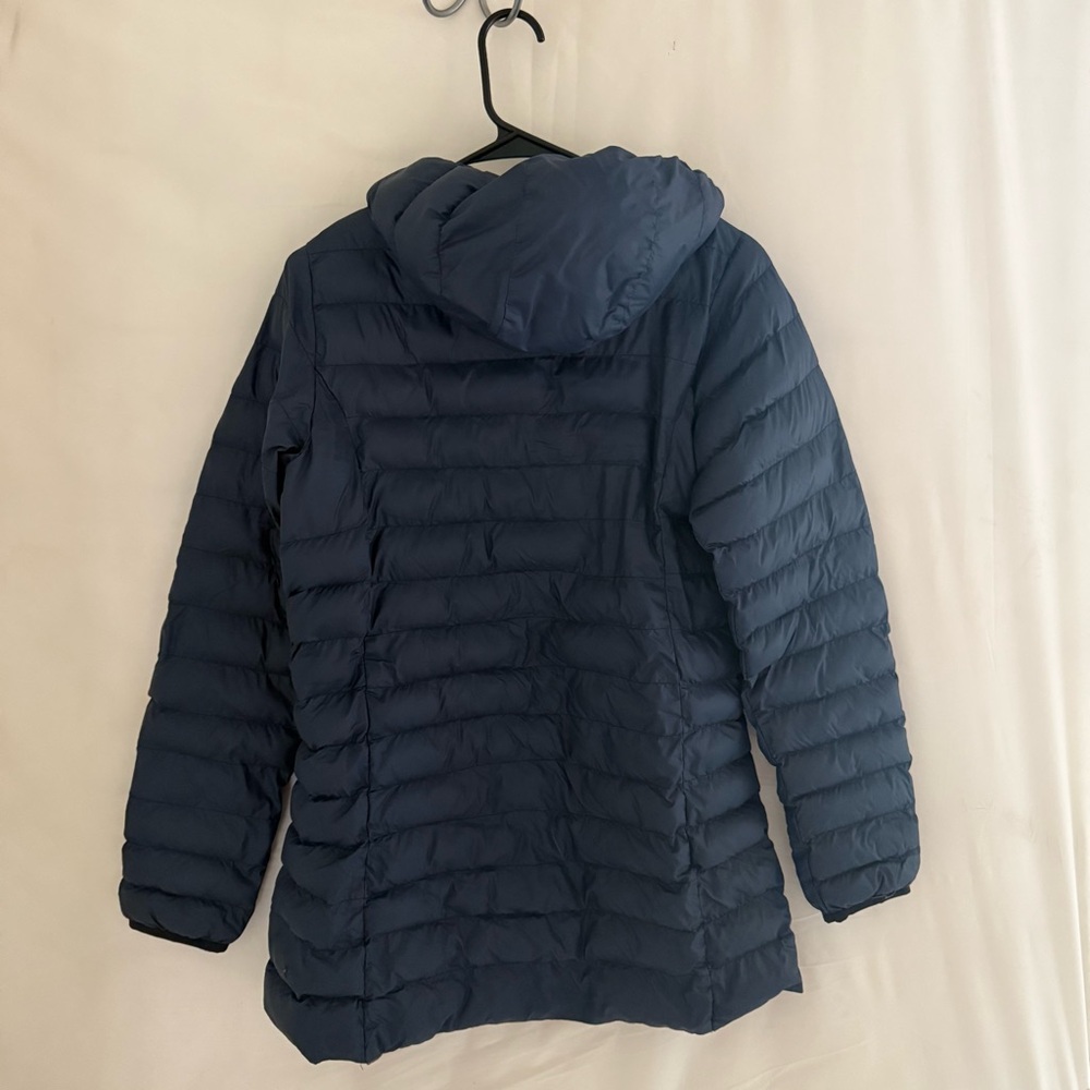 The North Face Youth Hooded Puffer Jacket Summit Series Size L Blue Brown - Picture 2 of 7